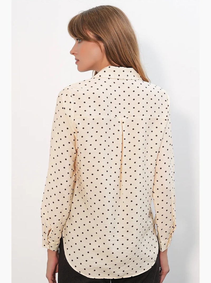 Camicia oversize in tessuto con pois bdart Crema - Kiabi