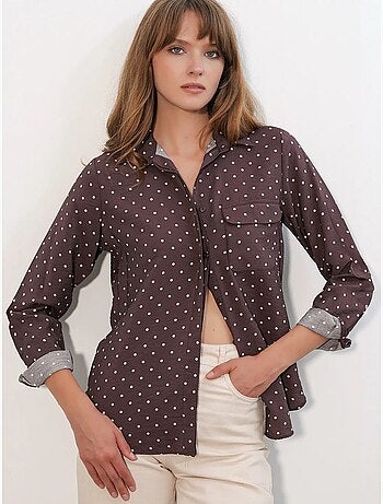 Camicia oversize in tessuto con pois bdart