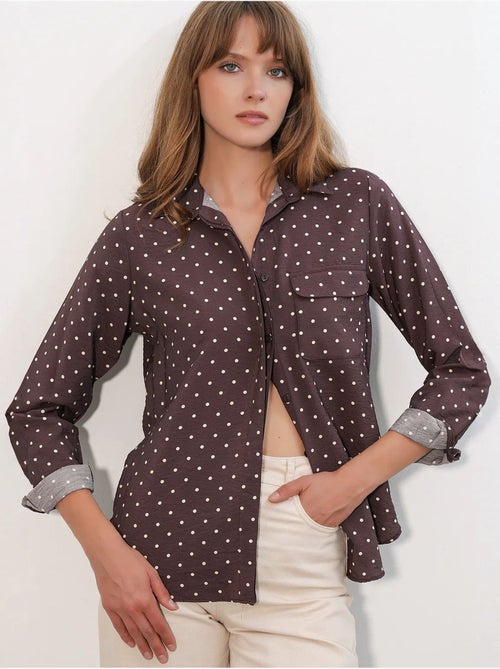 Camicia oversize in tessuto con pois bdart - Kiabi Camicia oversize in tessuto con pois bdart - Kiabi