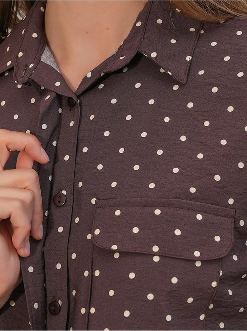 Camicia oversize in tessuto con pois bdart - Kiabi Camicia oversize in tessuto con pois bdart - Kiabi