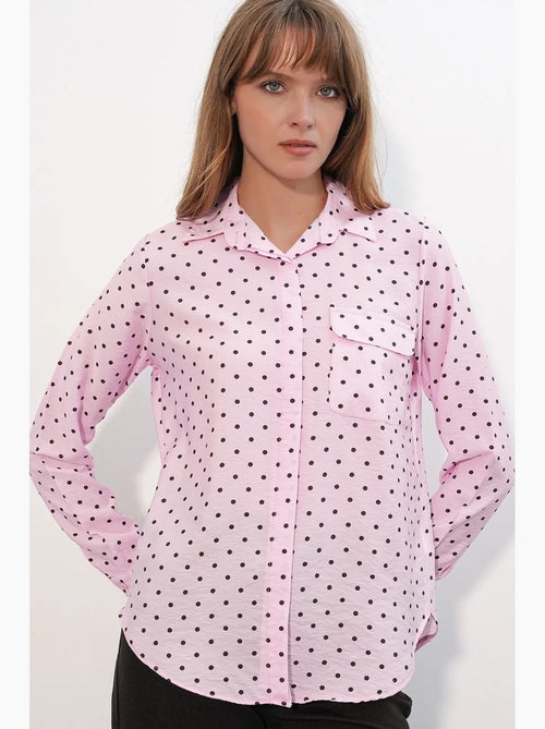 Camicia oversize in tessuto con pois bdart - Kiabi Camicia oversize in tessuto con pois bdart - Kiabi