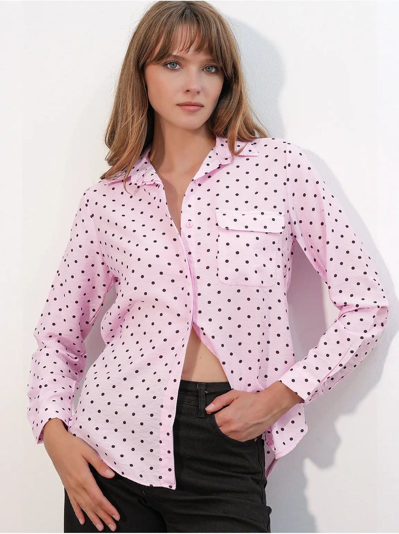 Camicia oversize in tessuto con pois bdart Rosa chiaro - Kiabi