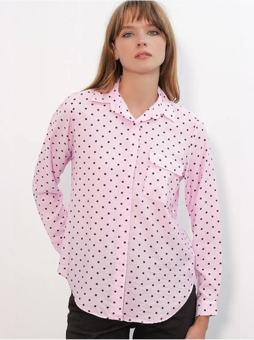 Camicia oversize in tessuto con pois bdart - Kiabi Camicia oversize in tessuto con pois bdart - Kiabi