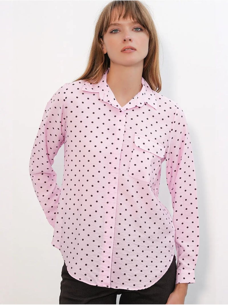 Camicia oversize in tessuto con pois bdart Rosa chiaro - Kiabi