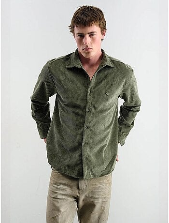 Camicia oversize in velluto a coste a maniche lunghe con bottoni giesto