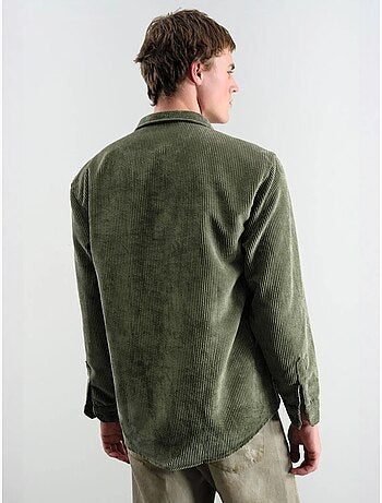 Camicia oversize in velluto a coste a maniche lunghe con bottoni giesto