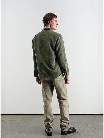 Camicia oversize in velluto a coste a maniche lunghe con bottoni giesto