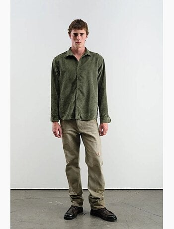Camicia oversize in velluto a coste a maniche lunghe con bottoni giesto