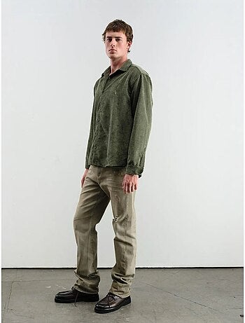Camicia oversize in velluto a coste a maniche lunghe con bottoni giesto