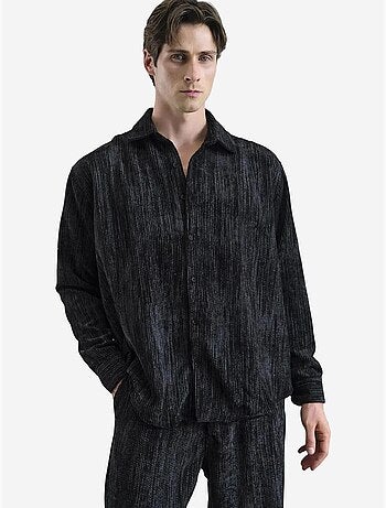 Camicia oversize in velluto con bottoni giesto