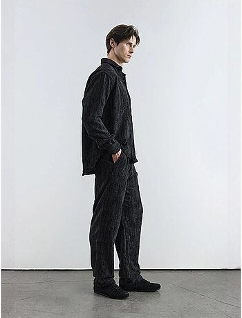 Camicia oversize in velluto con bottoni giesto