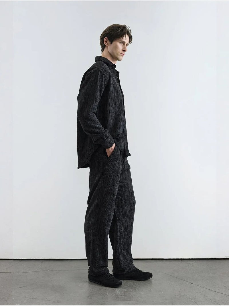 Camicia oversize in velluto con bottoni giesto Nero - Kiabi
