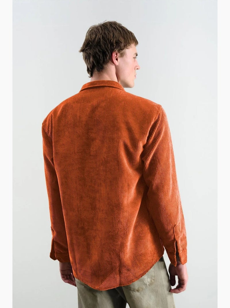 Camicia oversize in velluto giesto Arancione mandarino - Kiabi