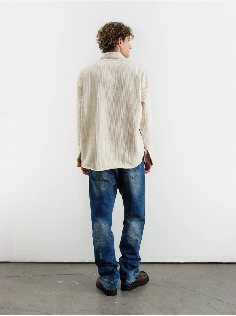 Camicia oversize in velluto giesto Beige argilla - Kiabi