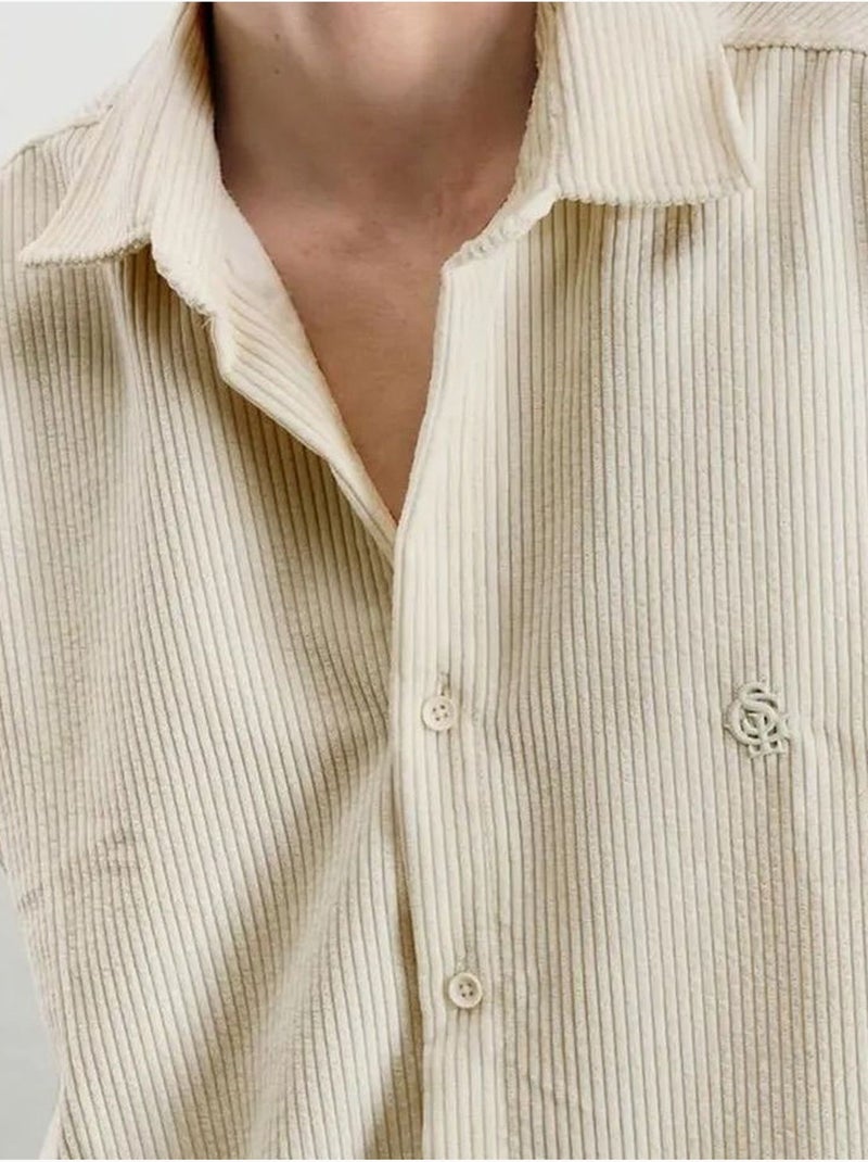 Camicia oversize in velluto giesto Beige argilla - Kiabi