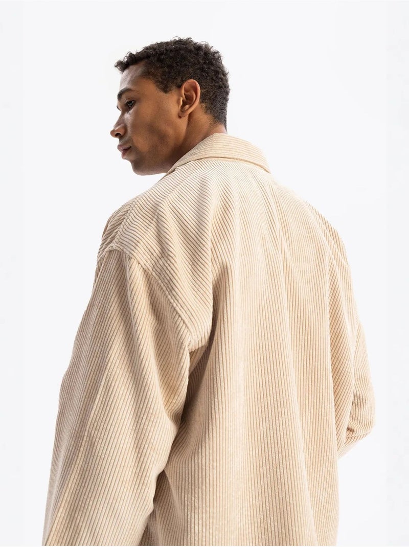 Camicia oversize in velluto giesto Beige argilla - Kiabi