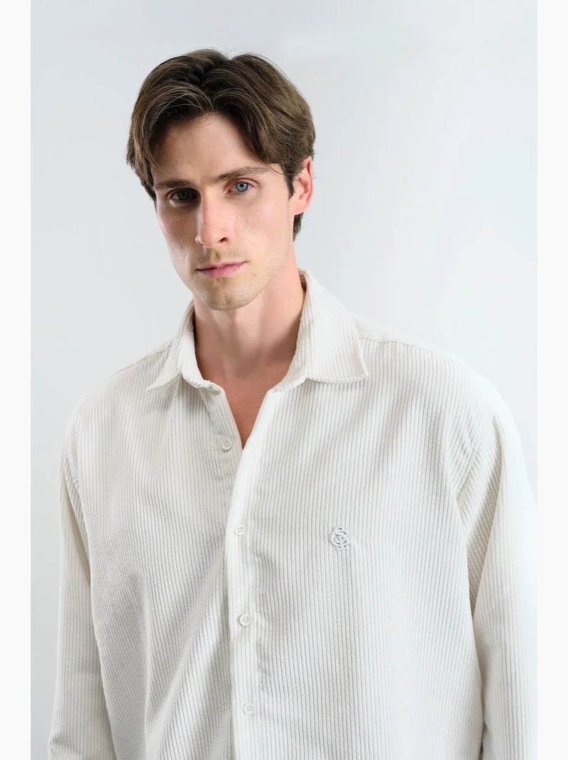 Camicia oversize in velluto giesto Bianco - Kiabi