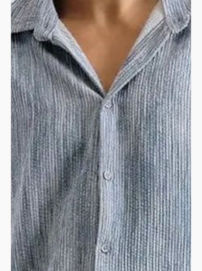 Camicia oversize in velluto giesto Blu chiaro - Kiabi