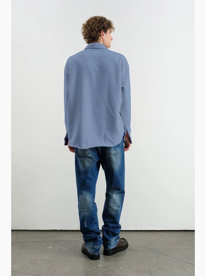 Camicia oversize in velluto giesto Blu chiaro - Kiabi