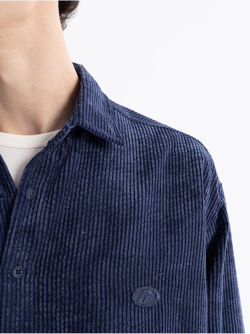 Camicia oversize in velluto giesto Blu laguna - Kiabi