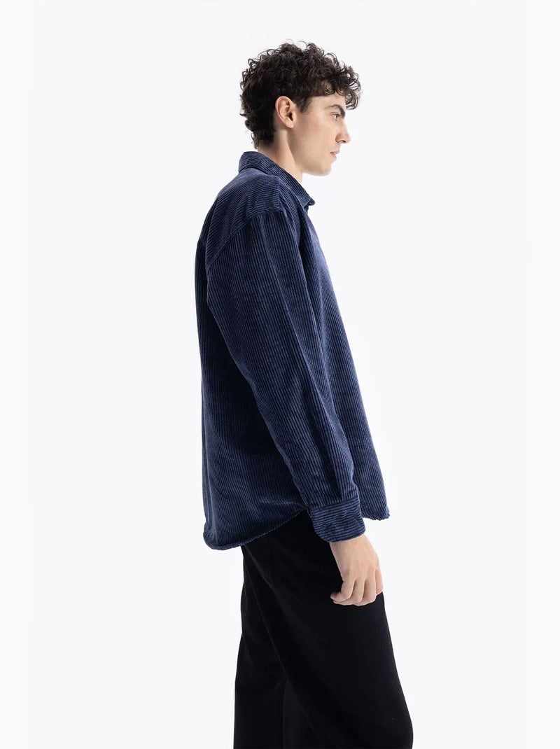 Camicia oversize in velluto giesto Blu laguna - Kiabi