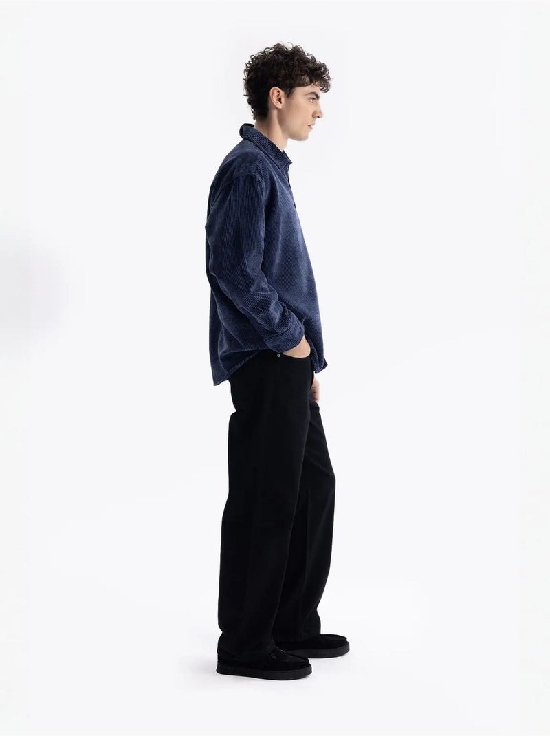 Camicia oversize in velluto giesto Blu laguna - Kiabi
