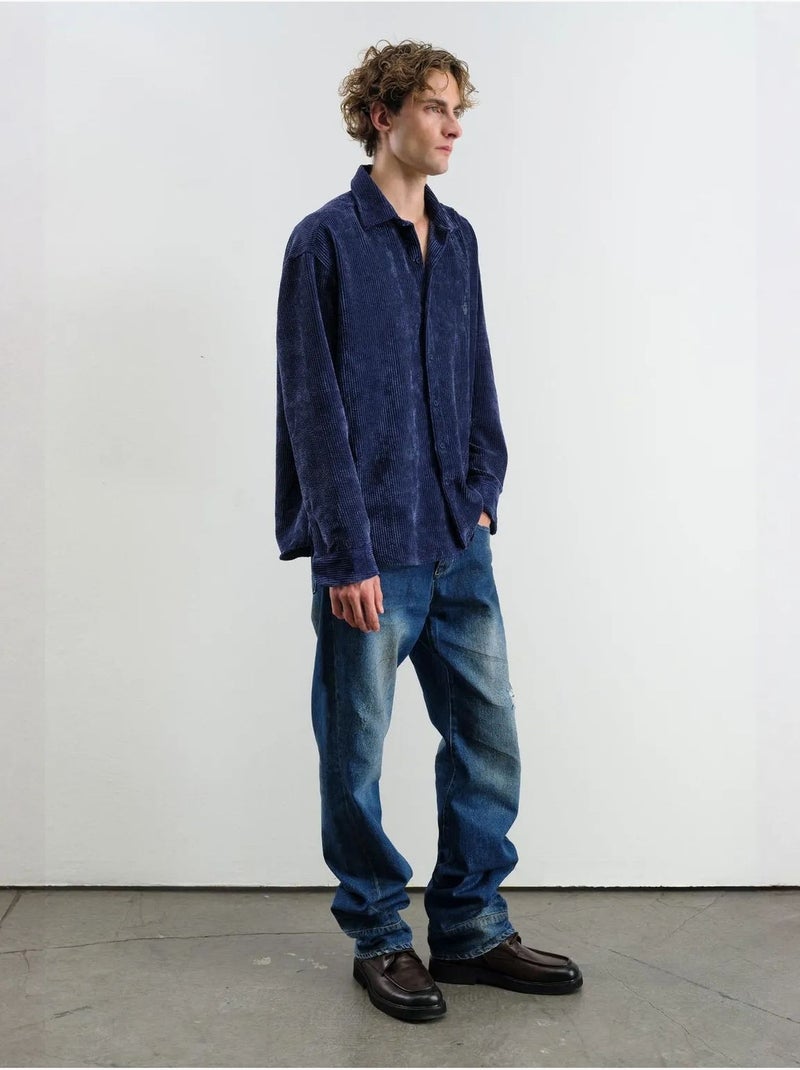 Camicia oversize in velluto giesto Blu marino - Kiabi