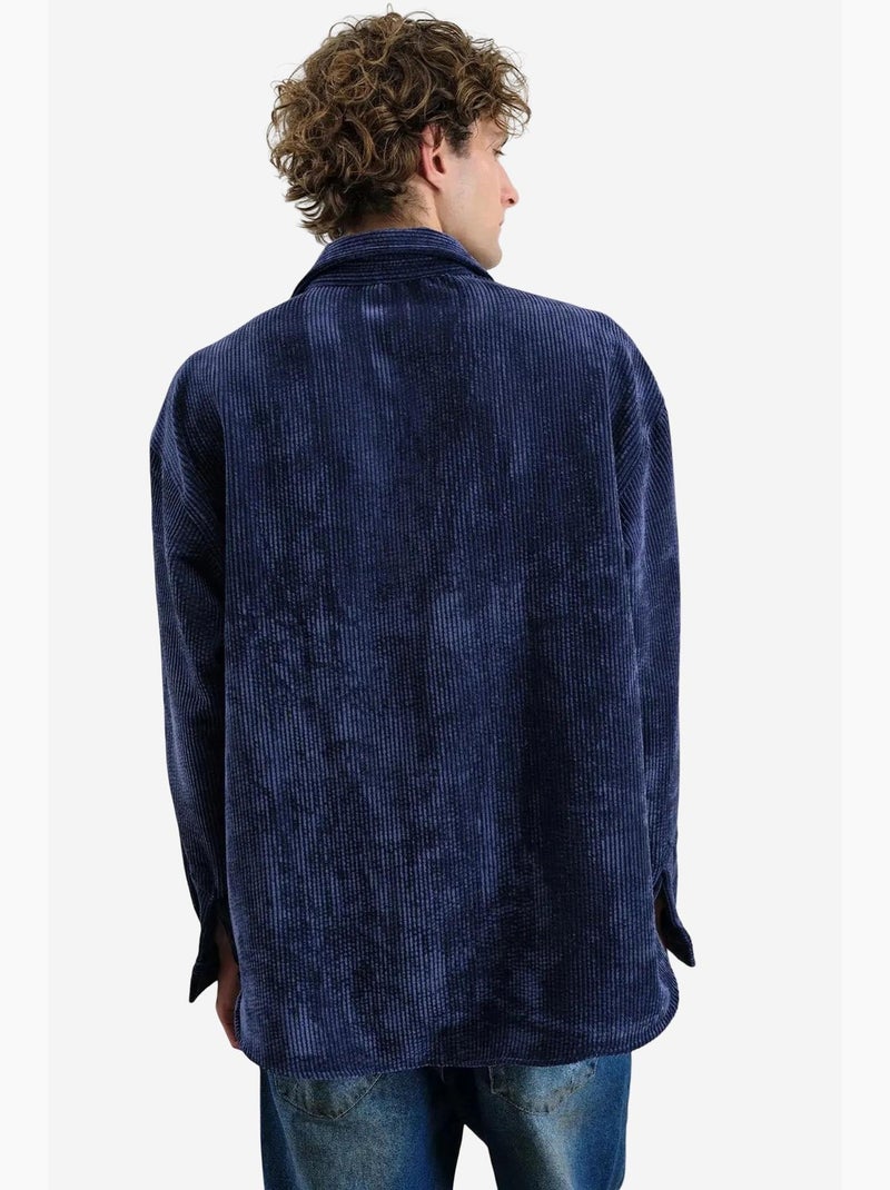 Camicia oversize in velluto giesto Blu marino - Kiabi
