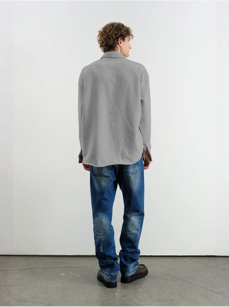 Camicia oversize in velluto giesto Grigio - Kiabi
