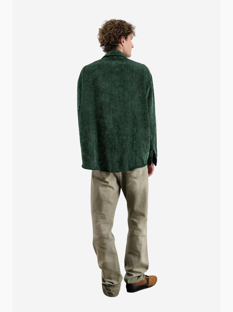 Camicia oversize in velluto giesto Verde scuro - Kiabi