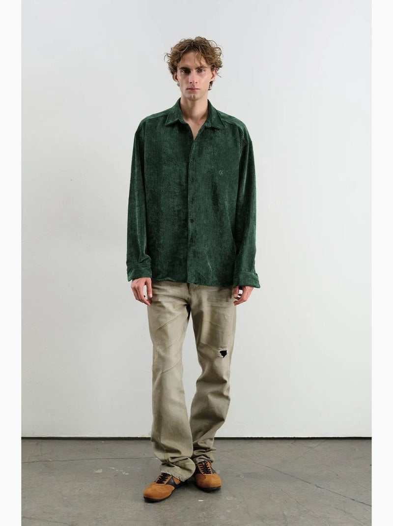 Camicia oversize in velluto giesto Verde scuro - Kiabi