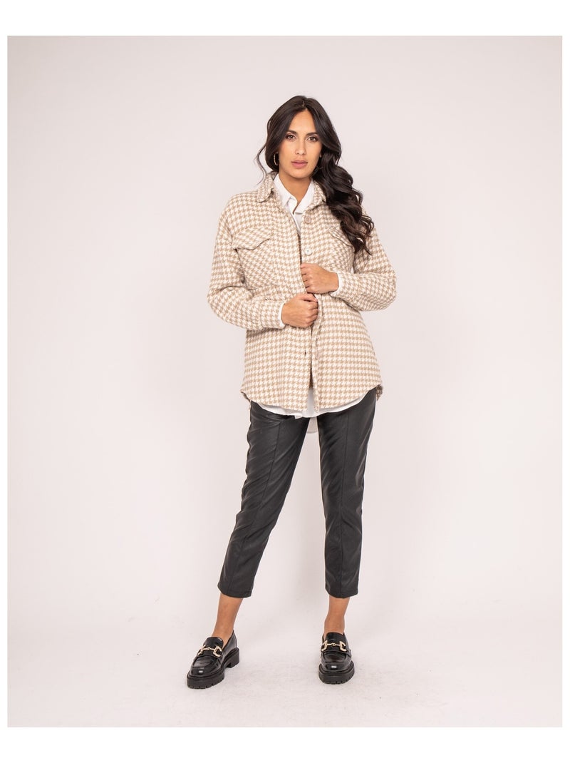 Camicia oversize principe di Galles UVEL Beige chiaro - Kiabi