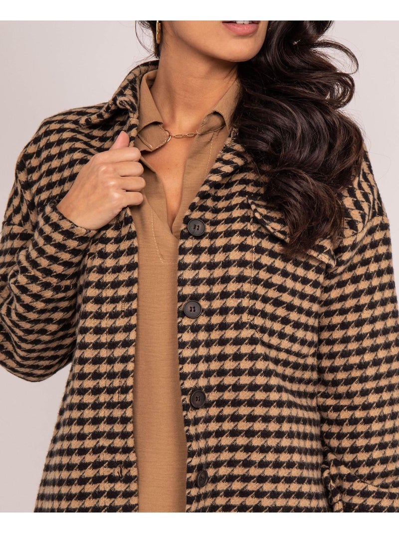 Camicia oversize principe di Galles UVEL Beige scuro - Kiabi