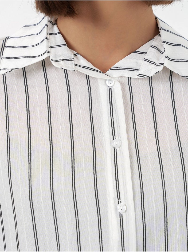 Camicia oversize testurizzata a righe con chiusura a bottoni bdart Bianco - Kiabi