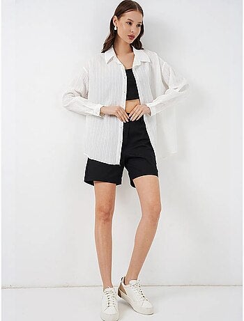 Camicia oversize testurizzata a righe con chiusura a bottoni bdart