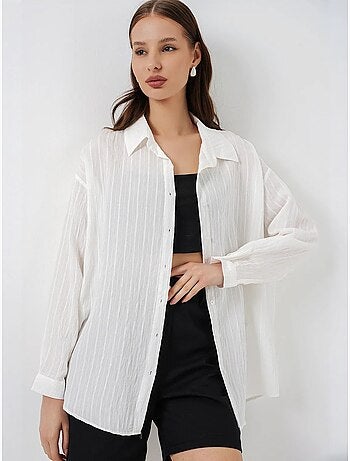 Camicia oversize testurizzata a righe con chiusura a bottoni bdart