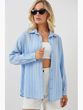 Camicia oversize testurizzata a righe con chiusura a bottoni bdart