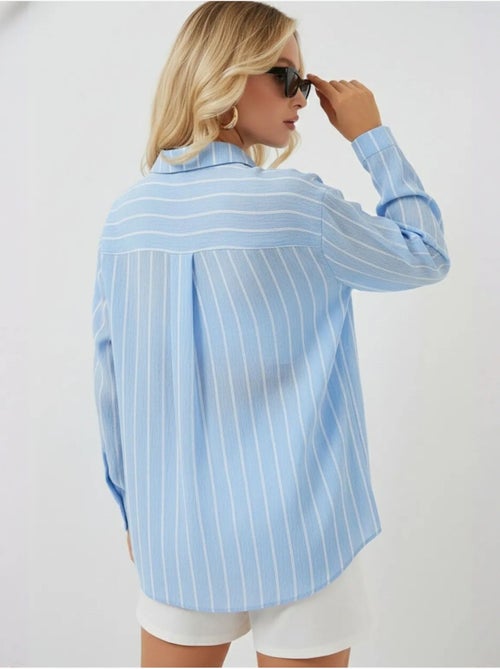 Camicia oversize testurizzata a righe con chiusura a bottoni bdart - Kiabi Camicia oversize testurizzata a righe con chiusura a bottoni bdart - Kiabi
