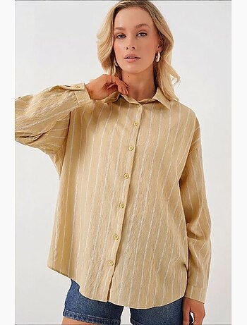 Camicia oversize testurizzata a righe con chiusura a bottoni bdart