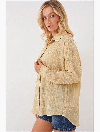 Camicia oversize testurizzata a righe con chiusura a bottoni bdart
