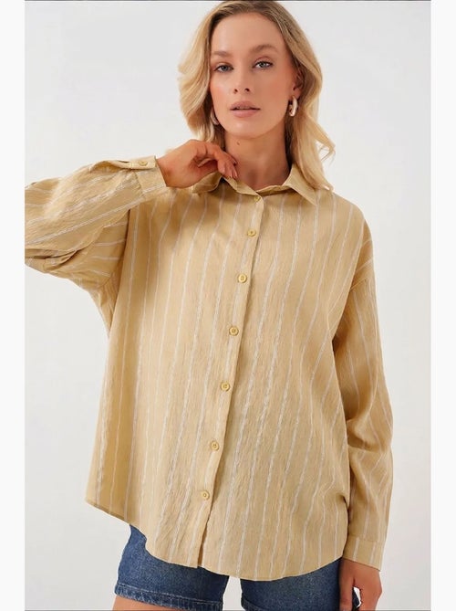 Camicia oversize testurizzata a righe con chiusura a bottoni bdart - Kiabi