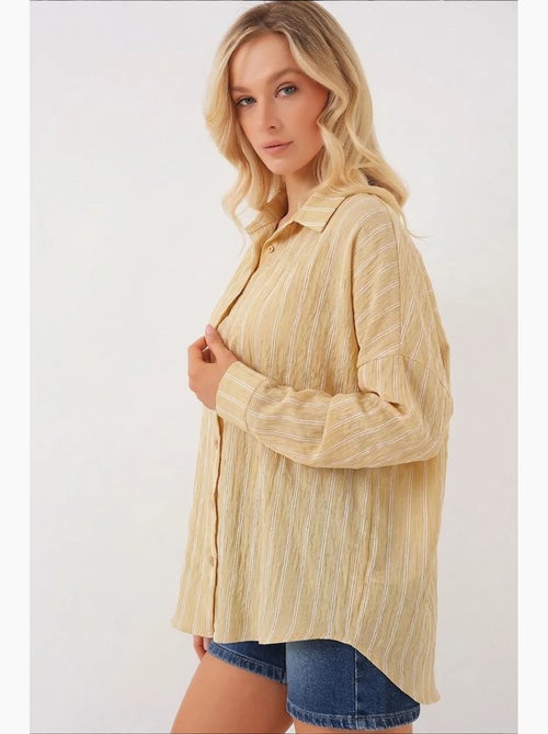 Camicia oversize testurizzata a righe con chiusura a bottoni bdart - Kiabi