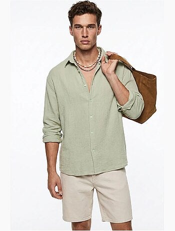 Camicia oversize testurizzata con abbottonatura frontale lucci