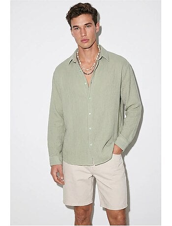 Camicia oversize testurizzata con abbottonatura frontale lucci