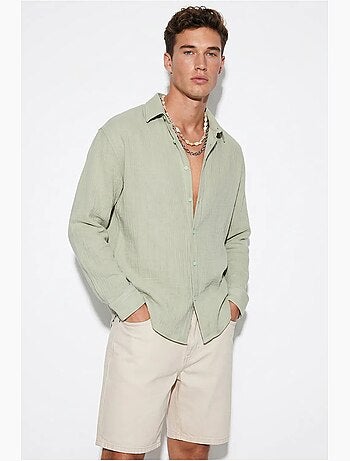 Camicia oversize testurizzata con abbottonatura frontale lucci