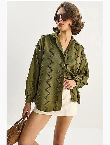 Camicia oversize testurizzata con bottoni lucci