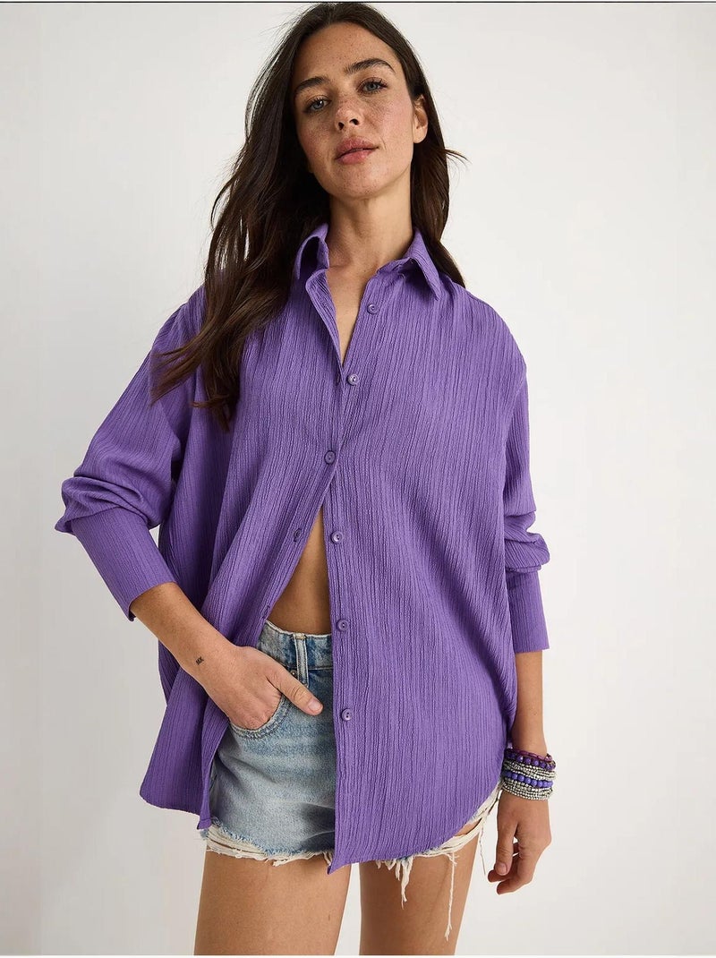 Camicia oversize testurizzata lucci Blu lavanda - Kiabi