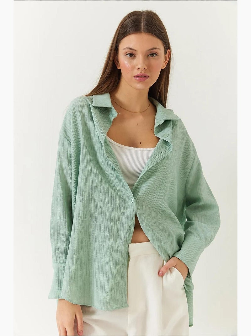 Camicia oversize testurizzata lucci Verde menta - Kiabi