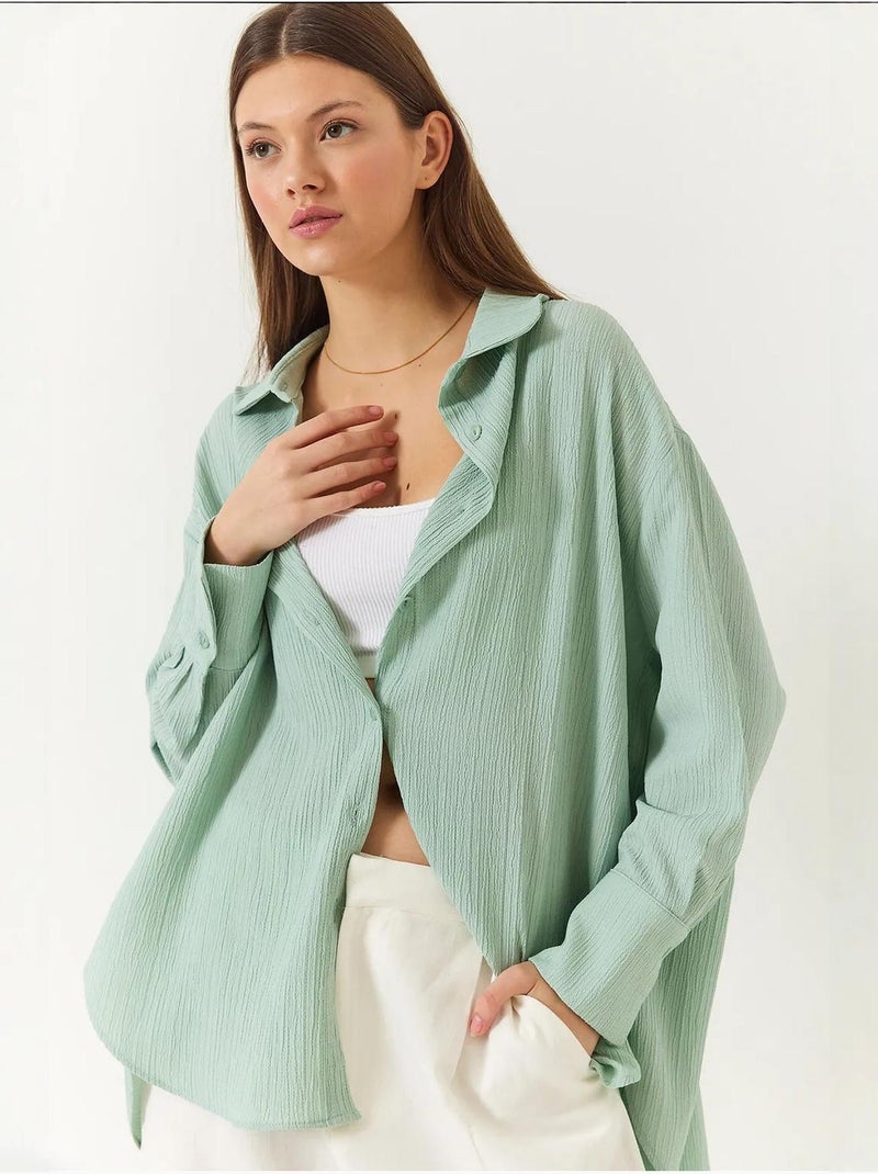 Camicia oversize testurizzata lucci Verde menta - Kiabi