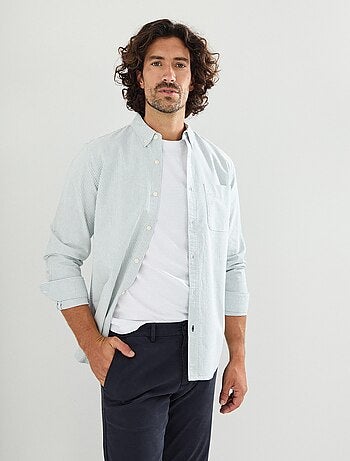 Camicia Oxford a righe a maniche lunghe, MO Fashion